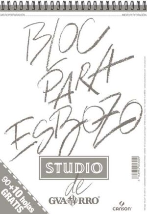 Canson Bloc para Esbozo A4 90+10 Hojas Gratis - Grano Ligero 90gr - Formato Album con Espiral Microperforado - Color Blanco Natural