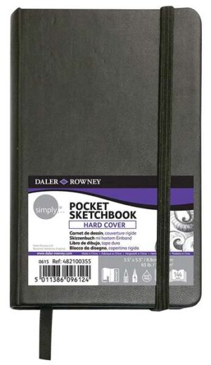 Daler Rowney Simply Cuaderno Cosido - Formato 9x14cm - 72 Hojas de Papel 100g/mg2 - Color Blanco