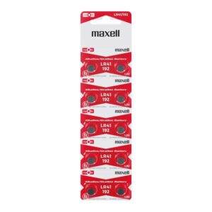 Maxell Pack de 10 Pilas Alcalinas de Boton LR41 1.5V