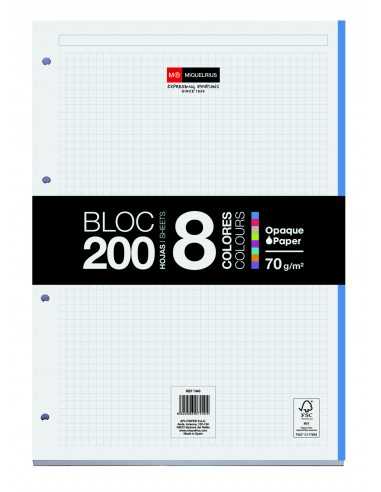 Miquel Rius Bloc8 Bloc Encolado Formato A4 Cuadricula 5x5mm - 200 Hojas de 70gr con 4 Taladros - Base de Carton