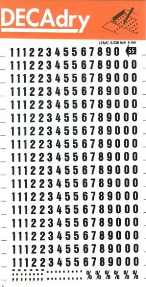 Apli Numeros Transferibles - 6mm de Tamaño - 316 Caracteres - Facil Aplicacion y Durabilidad - Negro