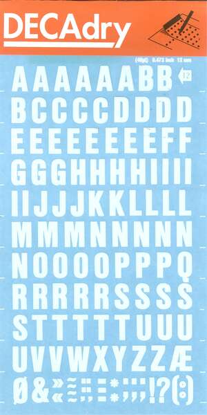 Apli Letras Transferibles Blancas 12mm - Facil Aplicacion - 117 Caracteres - Resistente al Agua - Versatil Blanco