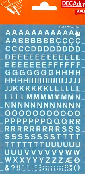 Apli Letras Transferibles Blancas 6mm - 258 Caracteres - Facil Aplicacion - Gran Adherencia - Versatil Blanco