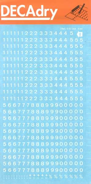 Apli Numeros Transferibles - 4mm - Facil Aplicacion - 420 Caracteres - Blanco