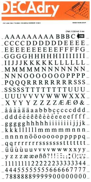 Apli Letras y Numeros Transferibles Super 6mm - 390 Caracteres - Negros Intensos