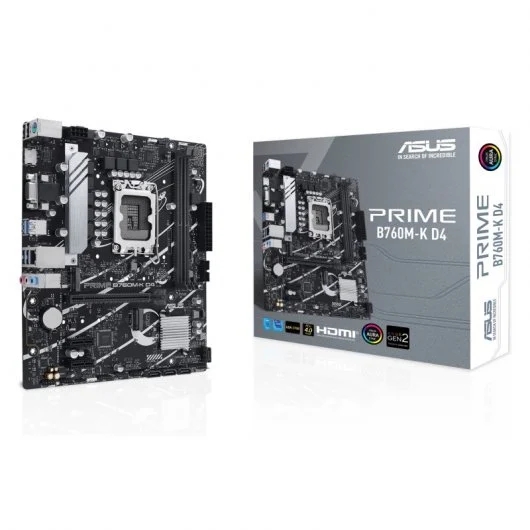 Asus Prime B760M-K D4 Placa Base Intel 1700 2x DDR4 - HDMI, VGA, M.2, PCIe 4.0, 4x Sata III, USB 3.2, Aura Sync, MicroATX