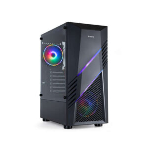 Tooq Biohazard Caja Semitorre Gaming ATX/Micro-ATX/Mini-ITX RGB - Panel Lateral Cristal Templado - Tamaño Disco Soportado 3.5", 2.5" - USB3.0, 2.0, Audio HD - 2 Ventiladores 120mm RGBF Incluidos - Soporta Refrigeracion Liquida - Color Negro