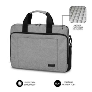 Subblim Maletin para Ordenador Portatil - Diseño Elegante para Portatiles de hasta 15,6" - Sistema de Proteccion Air Padding - Doble Cremallera - Compartimentos Separados - Gran Capacidad de Almacenamiento - Color Gris