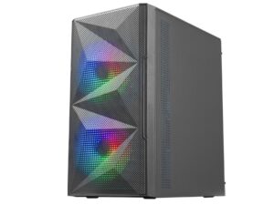 Mars Gaming Caja Gaming Compacta MC-ME - Diseño Innovador - Ventiladores FRGB 120mm - Ventana Lateral Cristal Templado - Maxima Refrigeracion - Color Negro