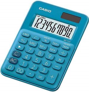 Casio MS-7UC Calculadora de Escritorio 10 Digitos - Tecla Doble Cero - Marcadores de Coma de 3 Digitos - Pulsacion de Teclas Simultanea - Alimentacion Solar y Pilas - Color Azul