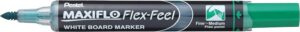 Pentel Maxiflo Flex-Feel Rotulador para Pizarra Blanca - Punta Flexible 4.6mm - Trazo de 1 a 5mm - Dosificacion de Tinta mediante Embolo - Color Verde