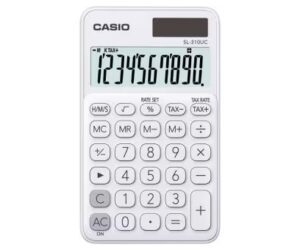Casio SL-310UC Calculadora de Bolsillo con Pantalla LCD de 10 Digitos - Calculo de Impuestos - Alimentacion Solar y Pilas - Compacta y Ligera - Color Blanco