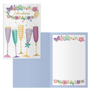 Dohe Pack de 6 Tarjetas de Felicitacion - 11.5x17cm - Impresion a Todo Color - Estampaciones con Pelicula de Color - Estampacion en Seco - Papel Offset Blanco de 300gr - Incluye Sobre de Color