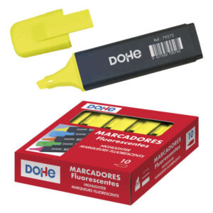 Dohe Marcador Fluorescente - Punta Biselada de 1-5mm - Clip en la Capucha - Apto para Todo Tipo de Papel - Color Amarillo