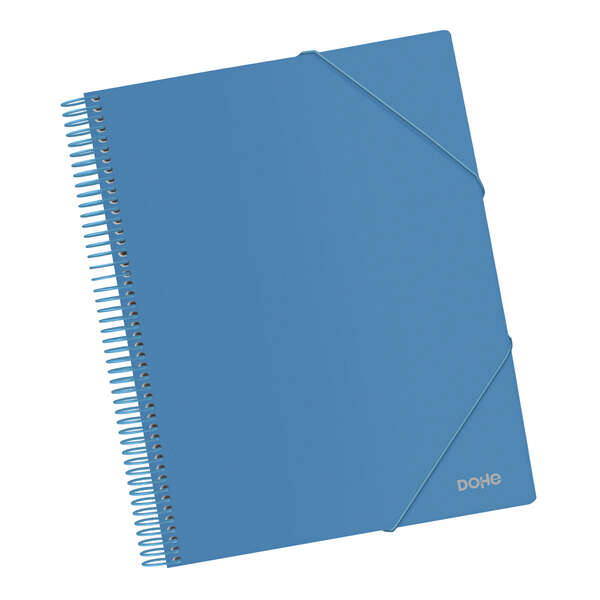 Dohe Carpeta con 20 Fundas Tamaño A4 - Tapa de Polipropileno Opaco 800 Micras - Fundas Transparentes 80 Micras - Espiral de Plastico Color - Gomas Elasticas a Juego