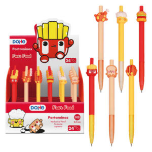 Dohe Expositor de 24 Portaminas 0.5mm - Grip de Caucho - Decorados con Forma de Alimentos