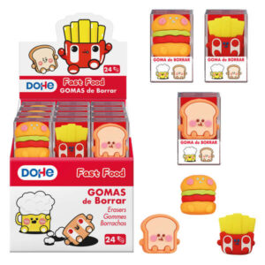 Dohe Expositor de 24 Gomas de Borrar - Fabricadas en PVC - Con Forma de Alimentos
