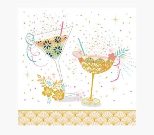 Pictura Tarjeta Arabesque - 16x16cm - Tematica Copas de Coctel - Tarjeta Triptica - Incluye Sobre Blanco - Papel con Certificacion FSC