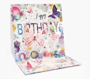 Pictura Tarjeta 3D Pop-Up Mariposas - 16x16cm - Tematica de Mariposas - Embolsada Individualmente - Incluido Sobre Blanco - Papel con Certificacion FSC