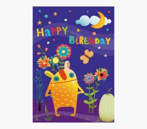 Pictura Tarjeta Zig-Zag - 15x22cm - Tematica de Monstruos - Tarjeta Triptica sin Envoltorio - Incluye Sobre Blanco - Impresas en Papel con Certificacion FSC