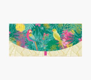 Pictura Tarjeta Money Cards - Tarjeta de Regalo Tipo Sobre Horizontal - Tematica Loros - 21.3x9.6cm - Embolsada Individualmente en Celofan - Incluido Sobre Blanco - Papel con Certificacion FSC