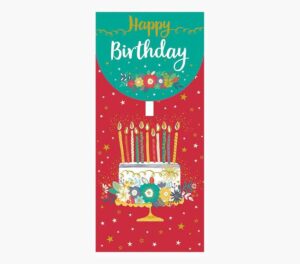 Pictura Tarjeta Money Cards - 9.6x21.3cm - Tematica Tarta de Cumpleaños - Embolsada Individualmente - Incluye Sobre Blanco - Papel con Certificacion FSC