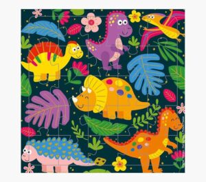 Pictura Tarjeta Puzzle Dinosaurios - 15.5x15.5cm - 25 Piezas - Tematica de Dinosaurios - Incluye Tarjeta Plegada y Sobre Blanco - Certificacion FSC - Embolsada en Celofan