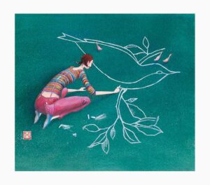 Pictura Gaëlle Boissonnard Tarjeta Doble - Acabado en Barniz de Relieve UV Grueso - Laminado Mate de Tacto Suave - 10.5x21cm - Papel con Certificacion FSC