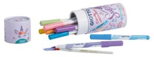 Giotto Candy Collection Turbo Soft Brush Bote de 12 Rotuladores Punta Pincel + Pincel - Colores Pastel Surtidos