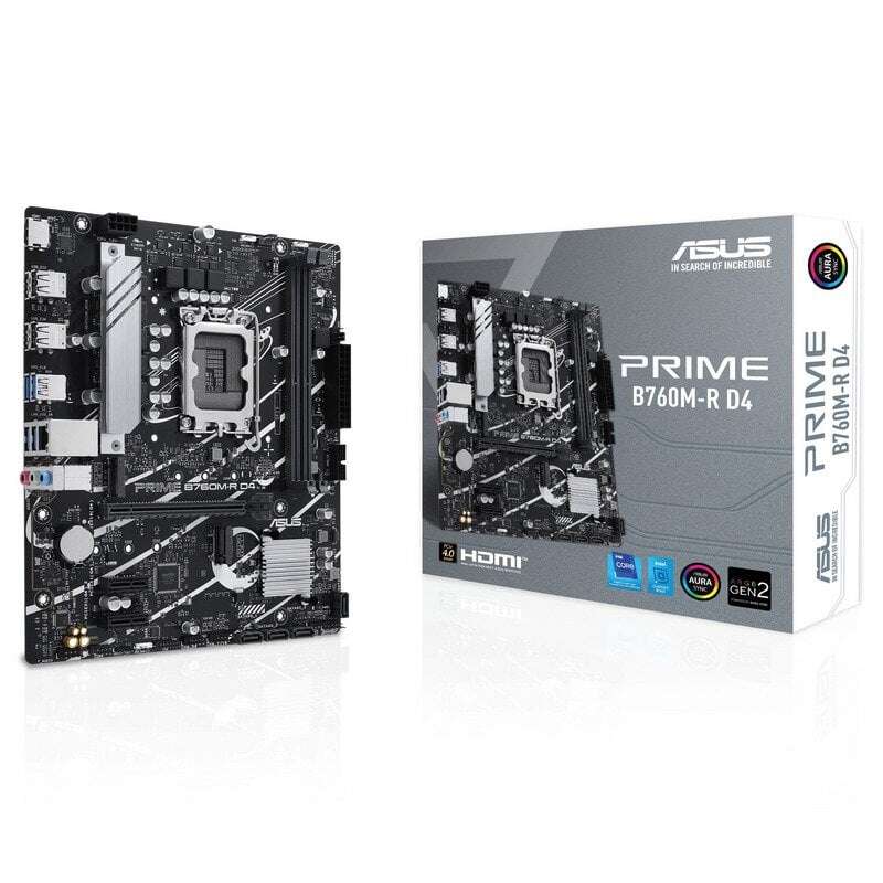 Asus Prime B760M-R D4 Placa Base Intel 1700 2x DDR4 - HDMI, M.2, PCIe4.0, 4x Sata III, USB, Micro-ATX