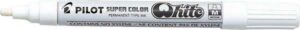 Pilot Super Color Rotulador Permanente - Punta de 4,5mm de Poliacetal - Tinta muy Densa y Opaca - Cuerpo Metalico - Color Blanco
