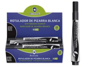 Bismark Rotulador para Pizarra 3mm - Punta Fina - Tinta de Secado Rapido - Facil de Borrar - Color Negro