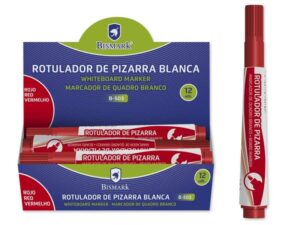 Bismark Rotulador para Pizarra - Tinta a Base de Alcohol - Punta Media de Fibra Acrilica - Punta Redonda - Color Rojo