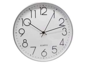 Bismark Reloj Oficina Plata - Marco Plastico - Lente de Cristal - Manecillas de Aluminio - Esfera de PVC - Color Plata