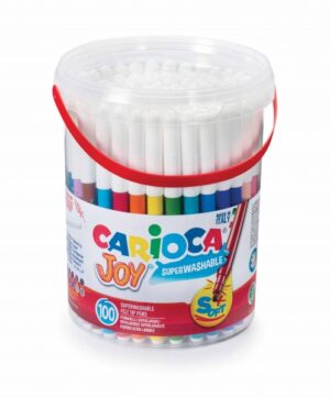 Carioca Joy Pack de 100 Rotuladores - Tinta Superlavable - Punta Fina 2.8mm y Bloqueada - Tapa Ventilada - Color Varios