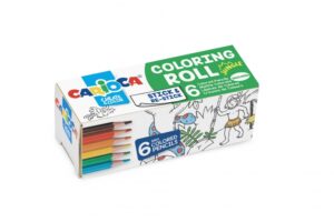 Carioca Mini Coloring Roll Jungle de Papel Adhesivo para Colorear + 6 Lapices de Colores -  Aplicable en Superficies Verticales u Horizontales - Reutilizable sin Residuos