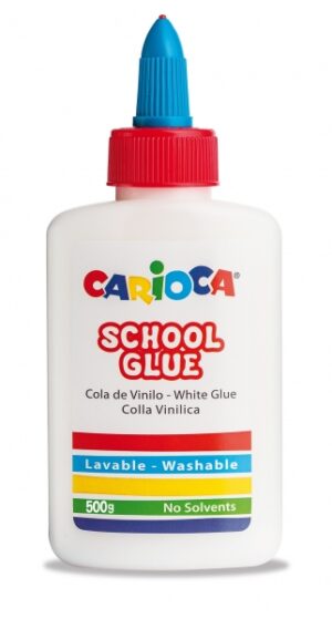 Carioca Cola Blanca 500gr - Tapa con Dispensador - Apta para Papel y Carton - Transparente al Secarse - sin Disolventes - Color Blanco