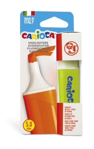 Carioca Memolight Subrayador - Punta Biselada de 5mm - Color Brillante y Lavable - Tinta a Base de Agua - Color Verde