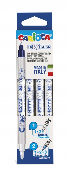Carioca Inkiller Pack de 4 Rotuladores Correctores para Tinta Estilografica - Blister - Color Azul