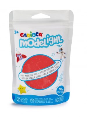 Carioca Modelight Pack de Pasta de Moldear Super Ligera - Elastica y Maleable - Se Seca al Aire - No Ensucia las Manos - Reutilizable con Agua - Color Rojo