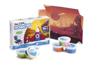 Carioca Modelight Maxiplaybox Aliens Pack de Pasta de Moldear - Super Ligera - Elastica - Maleable - sin Gluten - Se Seca al Aire - Incluye Herramientas y Escenario - Color Varios