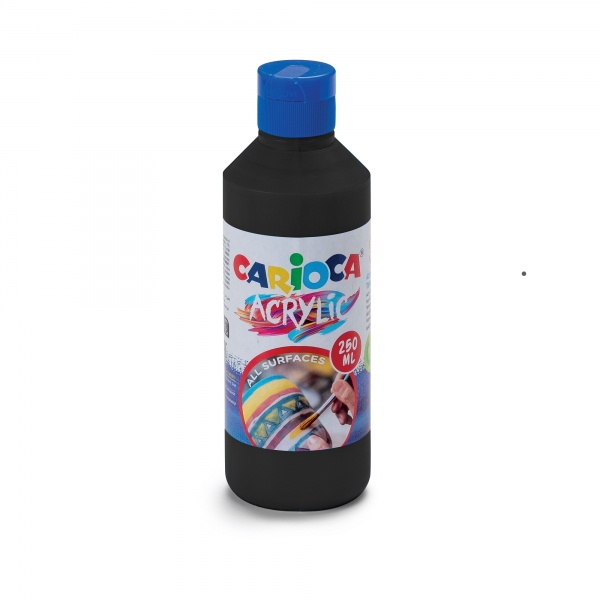Carioca Botella de Tempera Acrilica - 250ml - Colores Brillantes - Resistente a la Luz - Efecto Tridimensional - Apto para Todas las Superficies - Color Negro