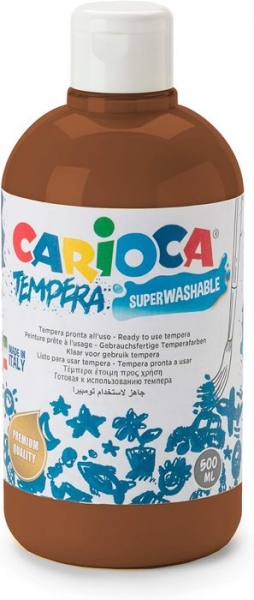 Carioca Botella Tempera 500ml - Colores Superlavables - Faciles de Mezclar - Aplicable en Materiales Porosos - Alta Opacidad - Color Marron