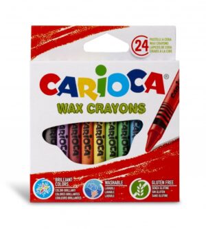 Carioca Pack de 24 Ceras de Colores - Lavables - Cuerpo de Ø 8mm - Colores Surtidos