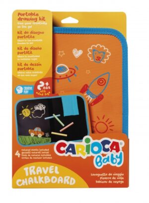 Carioca Travel Chalkboard Kit de Dibujo Portatil para Niños - Formato A4 - Incluye 4 Tizas de Colores - A Partir de 24 Meses