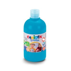 Carioca Botella de Tempera 250ml - Colores Superlavables - Faciles de Mezclar - Aplicable en Materiales Porosos - Alta Opacidad - Color Azul Cyan