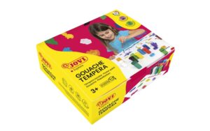 Jovi Gouache Tempera Estuche de 12 Botes 15ml - Mezclables - para Papel, Cartulina, Madera, Tela, Pasta de Modelar y Fango - Incluye Pincel - Color Surtido