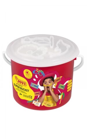 Jovi Super Bucket Pack 6 Pastillas de Plastilina 50gr + Accesorios - Pasta Vegetal - No Se Seca - sin Gluten - Inocua - Facil de Moldear - Ideal para Figuras en Volumen - Color Surtido