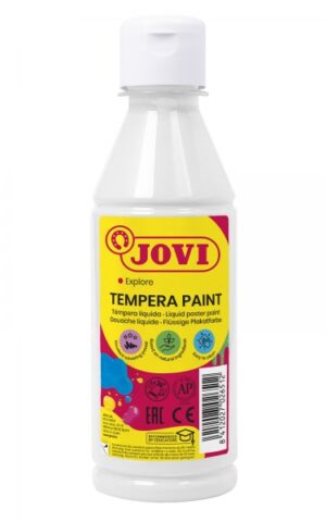 Jovi Tempera Paint Tempera Liquida 250ml - Base Agua - Lista para Usar - Alto Poder Cubriente - Secado Rapido - Excelente Fluidez - Adherencia en Multiples Superficies - Color Blanco