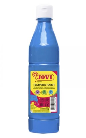 Jovi Tempera Paint Tempera Liquida 500ml - Base Agua - Lista para Usar - Alto Poder Cubriente - Secado Rapido - Excelente Fluidez - Adherencia en Multiples Superficies - Color Azul Cyan